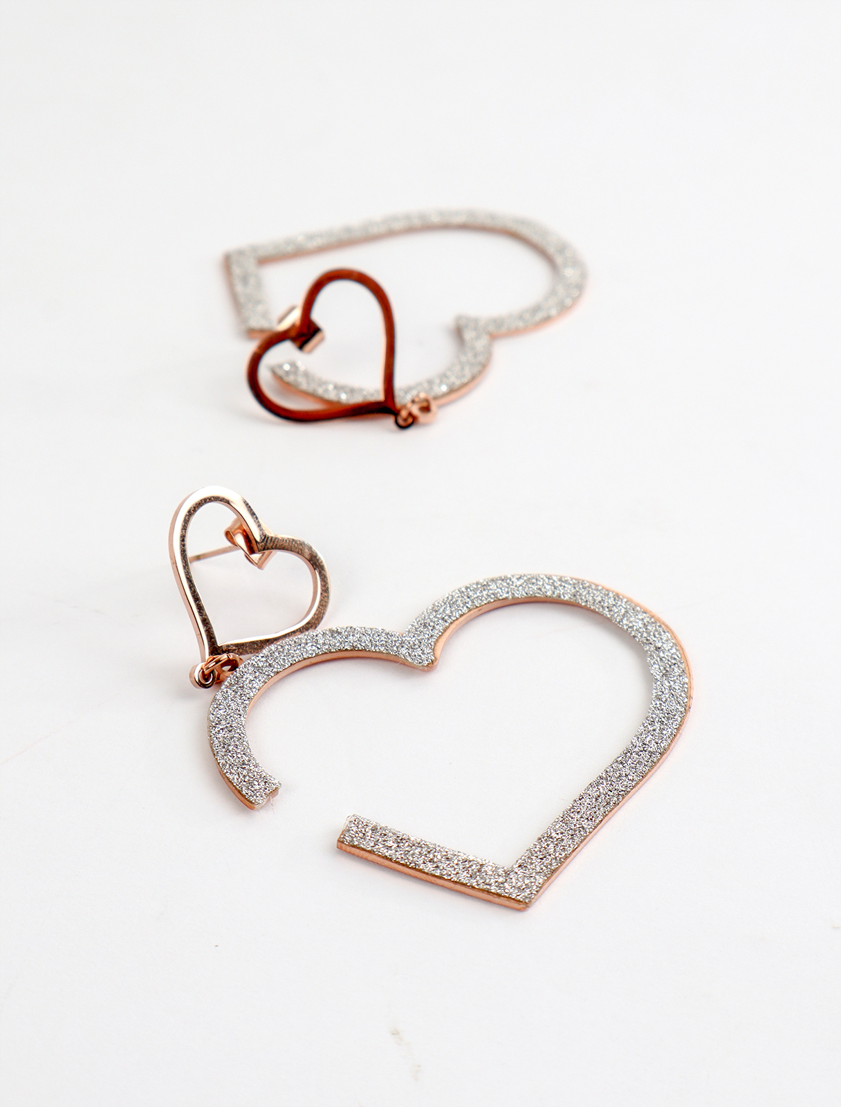 Shiny heart shaped earrings