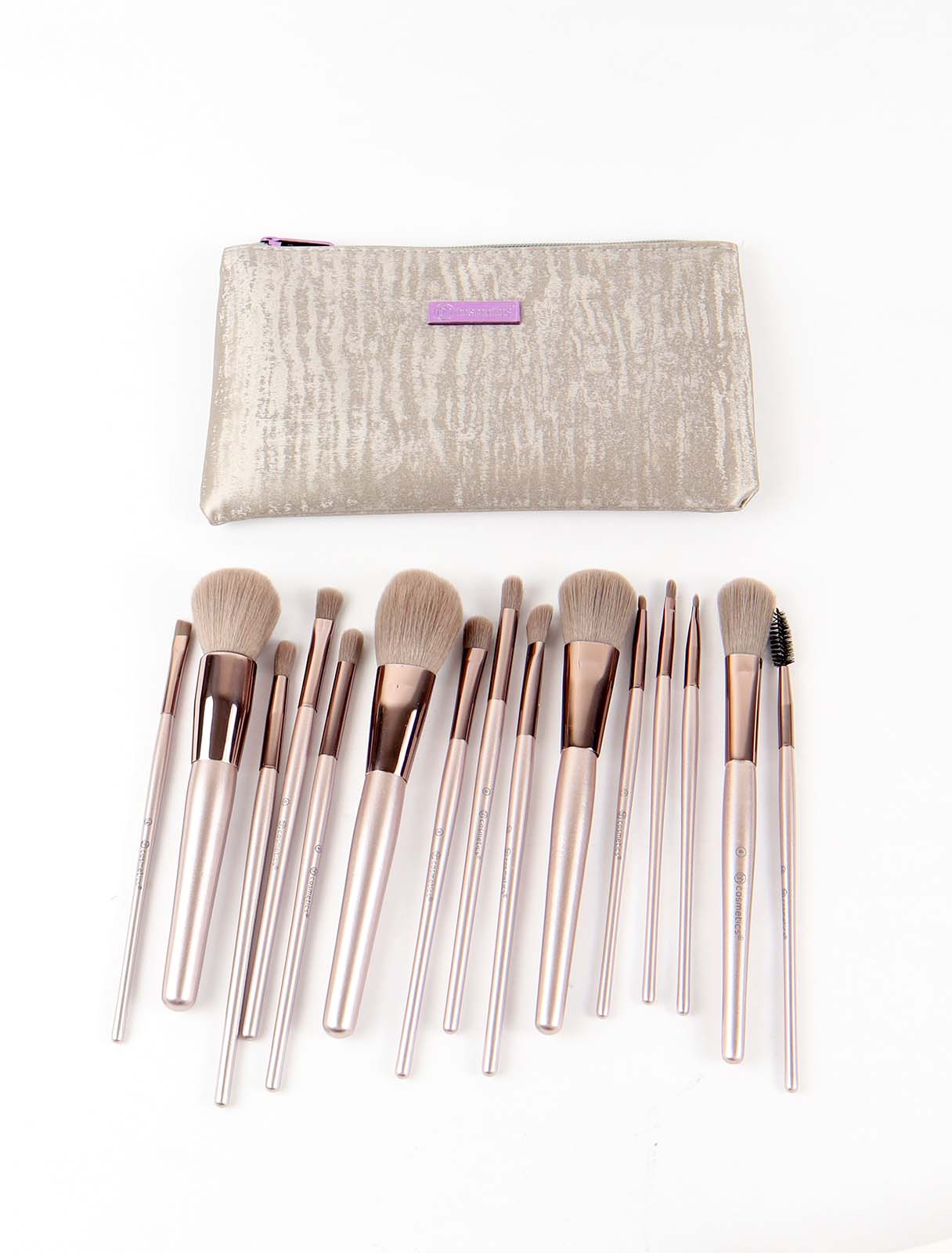 15-piece makeup brush set with leather case