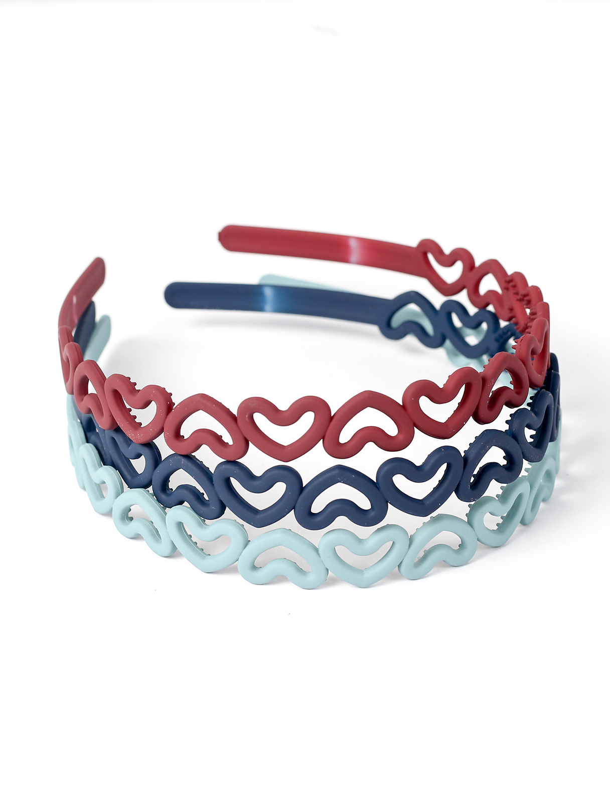 Hair hoop in the shape of hearts in contrasting colors