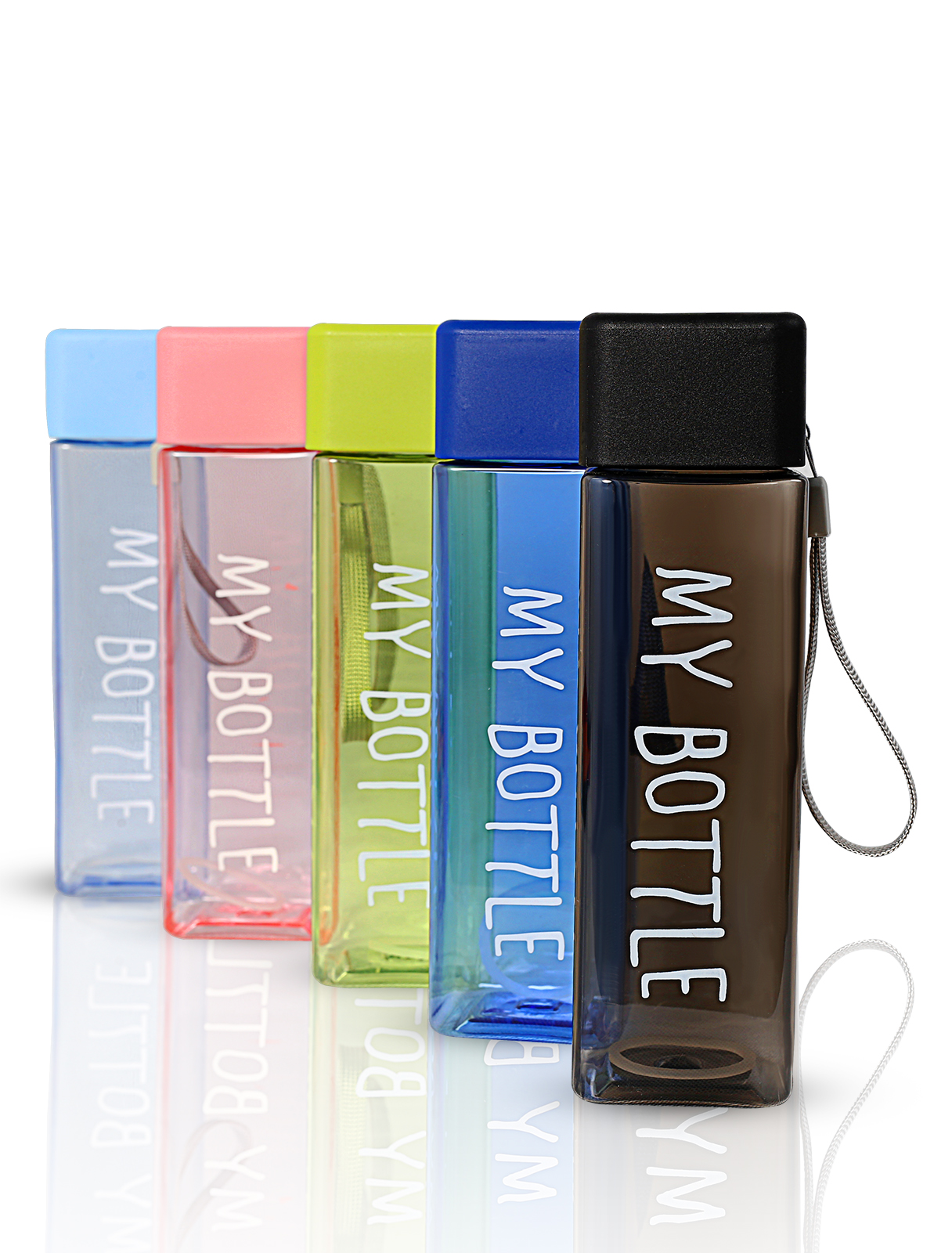 Square water bottle in multiple colors