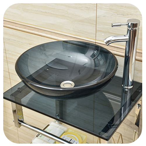 Grey glass wash basin piece without stand