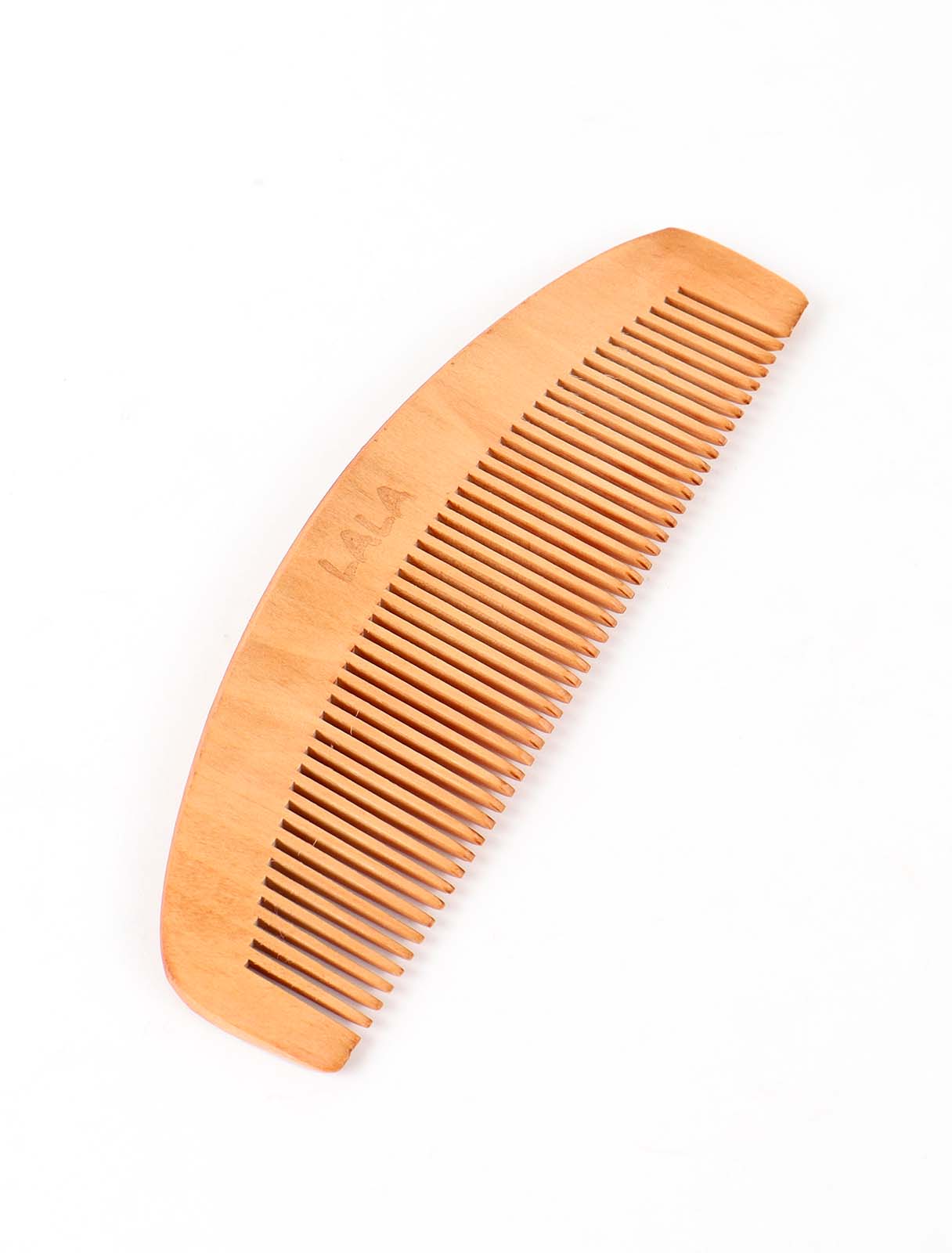 Natural wood comb with oval design