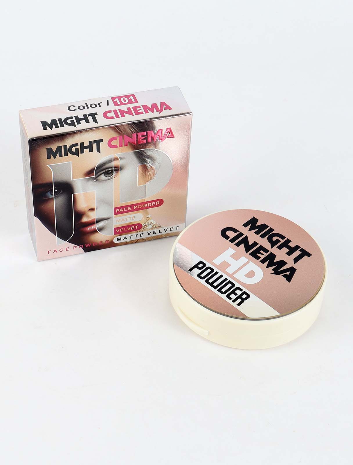 Face powder box with makeup sponge mirror from Might Cinema