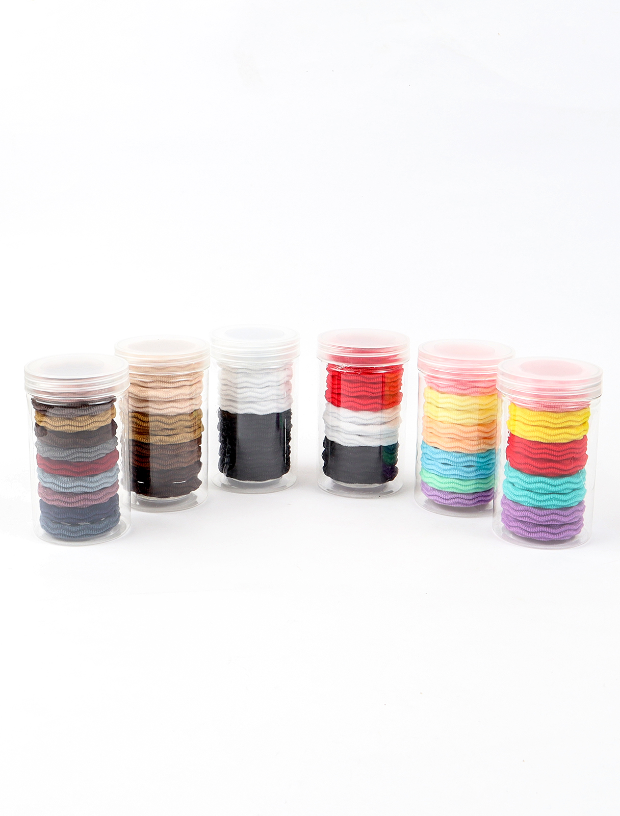 A box of 10-piece corrugated fabric hair ties