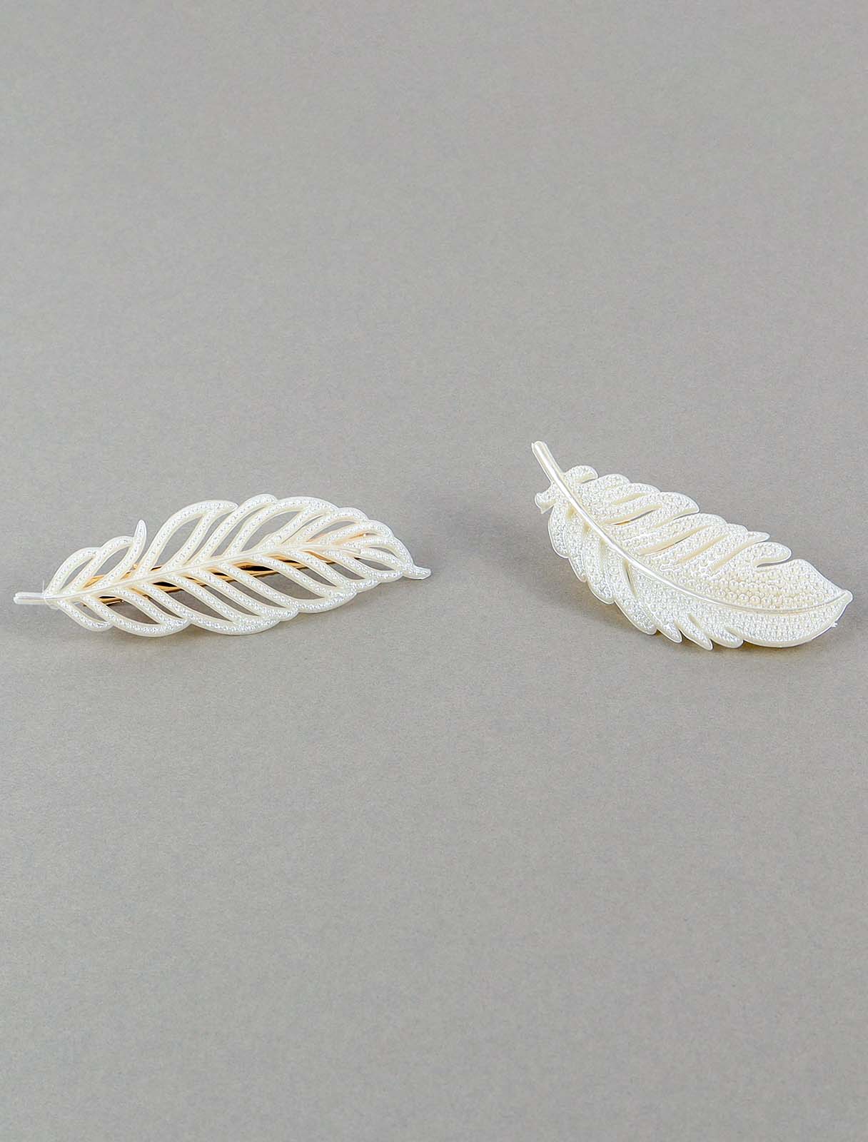 Hair clip in the form of a feather of pearls, 2 pieces