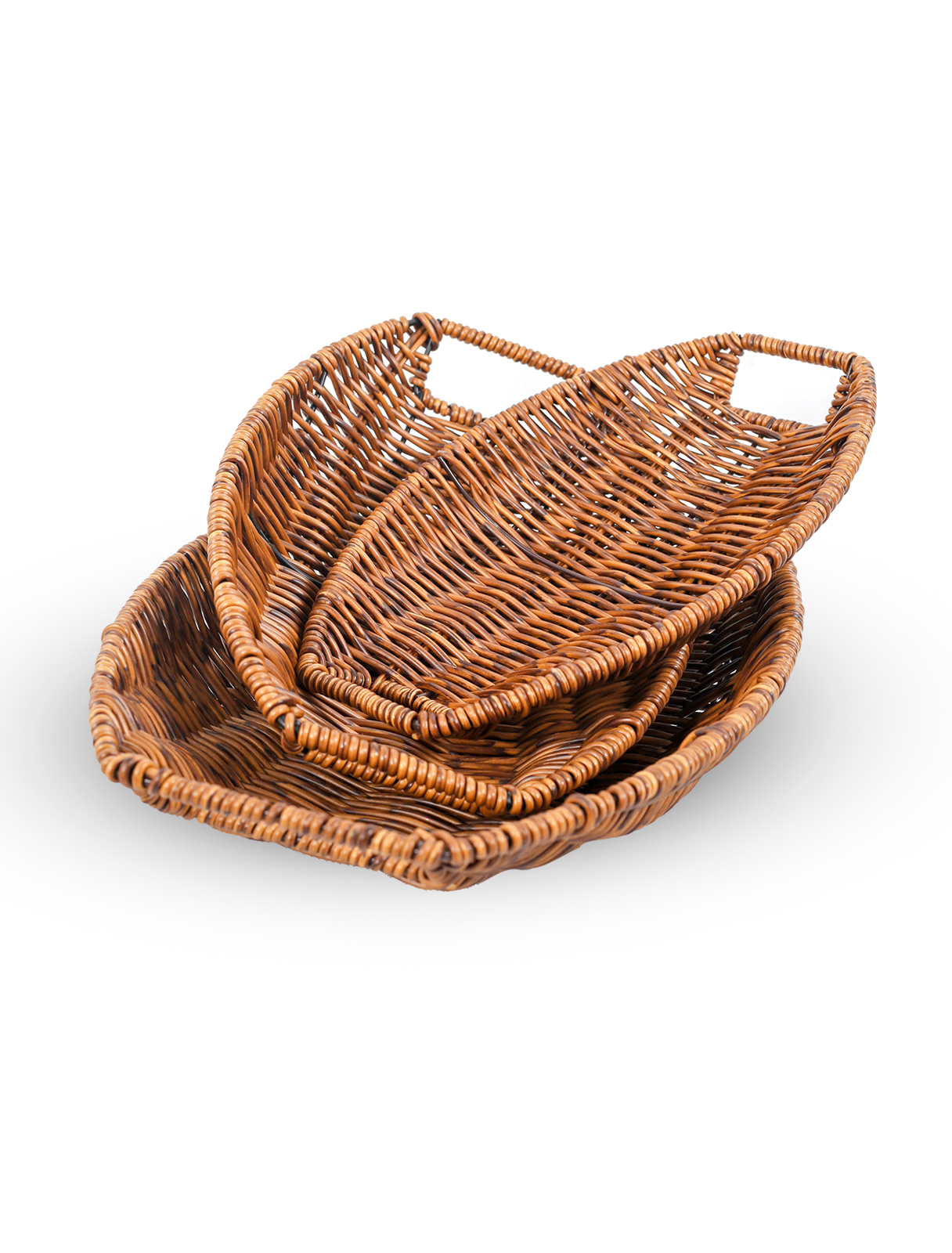 Set of 3 oval rattan trays with a modern design