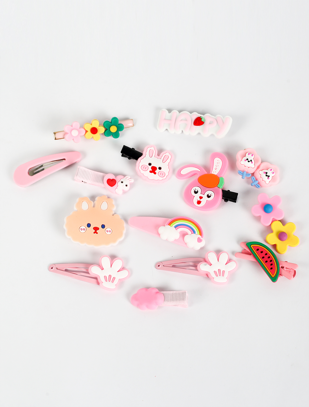 A set of hair clips, 14 pieces, in colors
